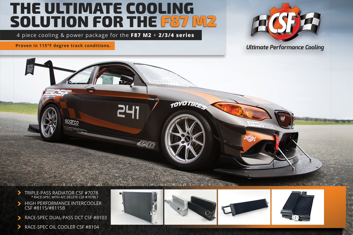 CSF #8115 BMW F87 M2 / F3X / F2X (N55) High-Performance Stepped Core Intercooler - Silver