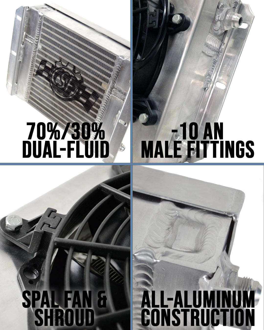 CSF #8026 13.8in x 10in Dual Fluid Bar & Plate HD Oil Cooler w/9in SPAL Fan