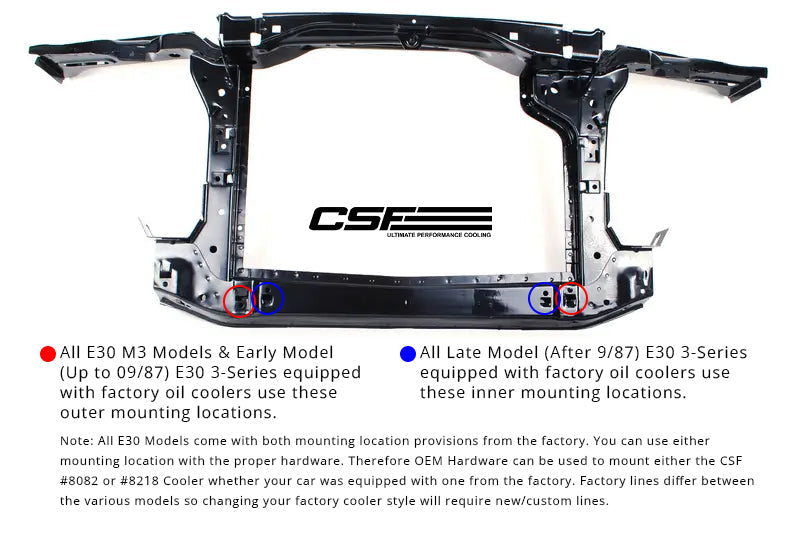 CSF #8092 BMW E30 Oil Cooler w/ fittings for OEM style and AN-10 male connections