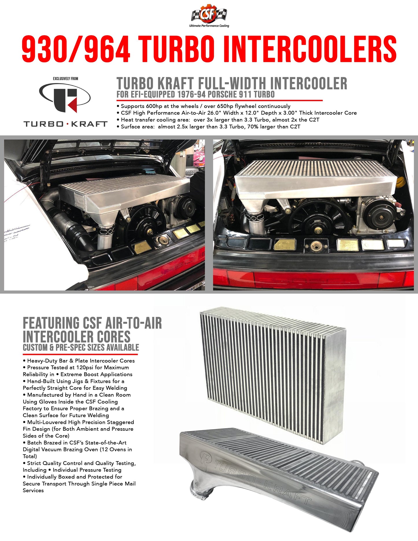 CSF #930 110 330 TK Turbo Kraft Porsche 911/930 Turbo EFI Full-Width Intercooler Package