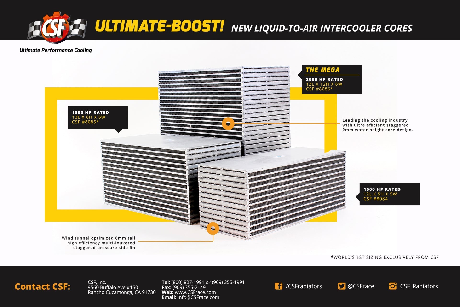 CSF #8086 Air-to-Water Bar & Plate Intercooler Core 12L x 12H x 6W