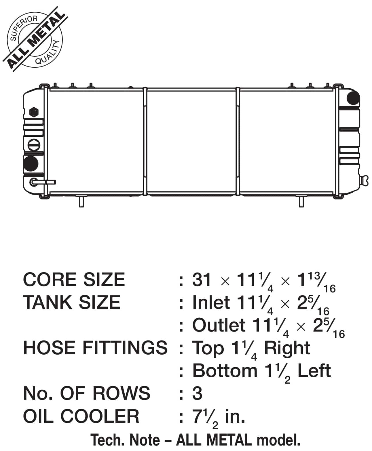 CSF #2572 88-90 Cherokee (XJ) 4.0L w/o filler neck (3-Row Copper Core) Radiator