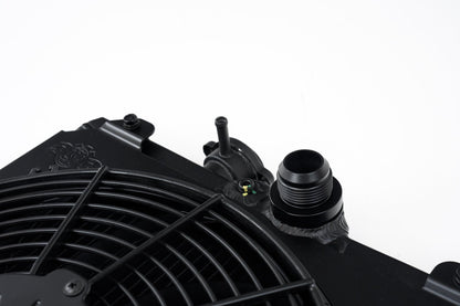 CSF #2858XB Universal Half Radiator - Evo 7/8/9 / 92-00 Civic - w/ SPAL Fan & Shroud - Black