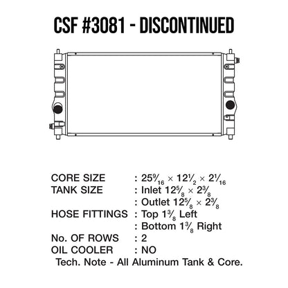 CSF #3081 CSF 3081 - Toyota MR2 Spyder Radiator (Discontinued)