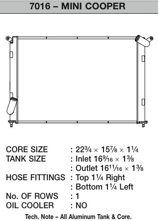 CSF #7016 02-07 Mini Cooper S (R50/R52/R53) High-Performance All-Aluminum Radiator