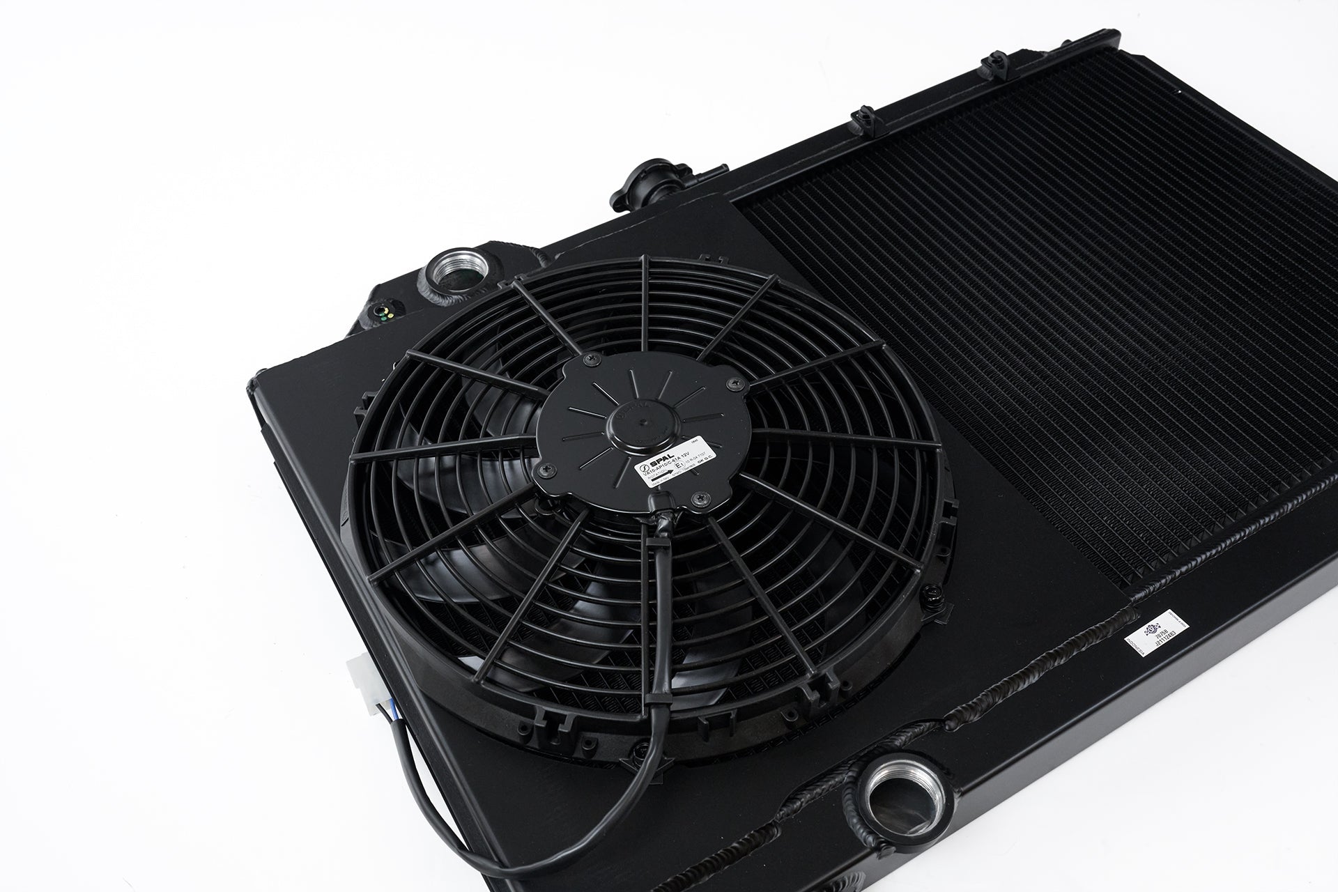 CSF #7075B Mitsubishi Evo 4/5/6/7/8/9 Full Size Slim Radiator w/ 12in SPAL Fan - Black