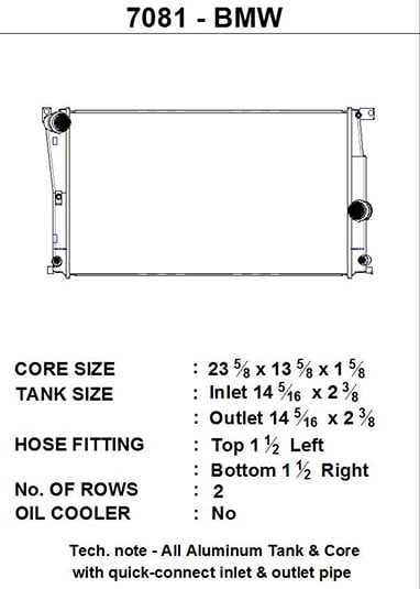 CSF #7081 BMW F2X 1/2-Series / F3X 3/4-Series (AT) High-Performance All-Aluminum Radiator
