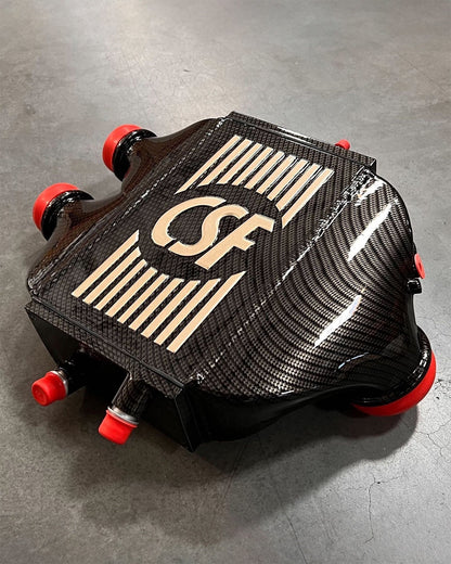 CSF #8082R F8X M3 / M4 / M2 Comp Top Mount Charge-Air-Cooler - Raw Finish custom finish - Hydro-dipped Carbon Fiber w/ Metallic Gold Pinstriping +$900.00