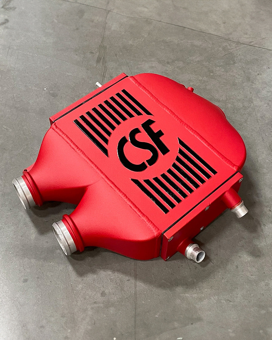 CSF #8082R F8X M3 / M4 / M2 Comp Top Mount Charge-Air-Cooler - Raw Finish custom finish - Dormant red matte w/ black Pinstriping +$400.00