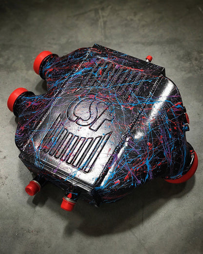 CSF #8082R F8X M3 / M4 / M2 Comp Top Mount Charge-Air-Cooler - Raw Finish custom finish - Gloss Black w/ BMW M Splatter +$400.00