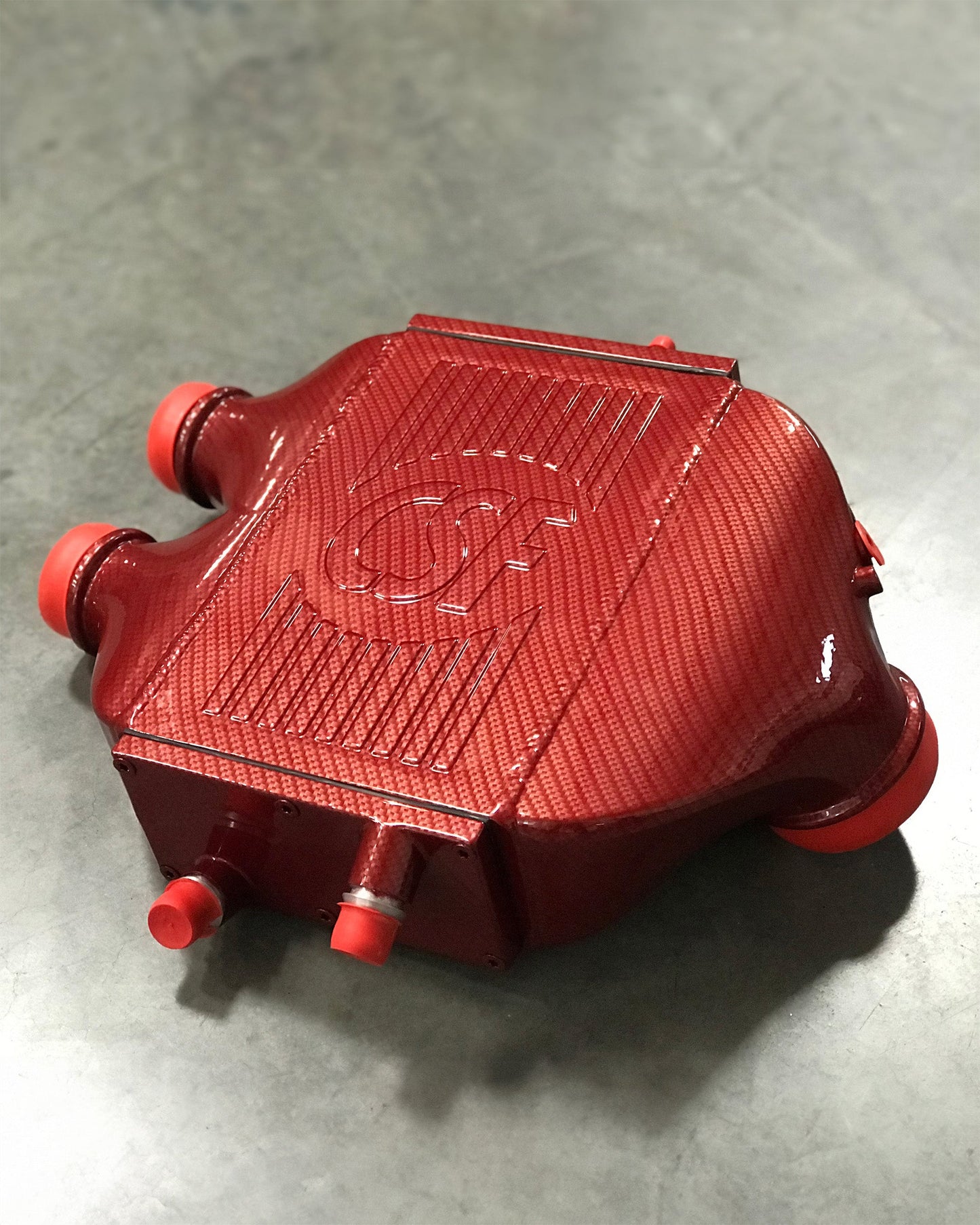 CSF #8082R F8X M3 / M4 / M2 Comp Top Mount Charge-Air-Cooler - Raw Finish custom finish - Hydro-dipped Red Carbon fiber +$400.00