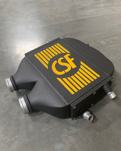 CSF #8082R F8X M3 / M4 / M2 Comp Top Mount Charge-Air-Cooler - Raw Finish custom finish - Spectre Grey w/ OEM Speed Yellow Pinstriping +$400.00