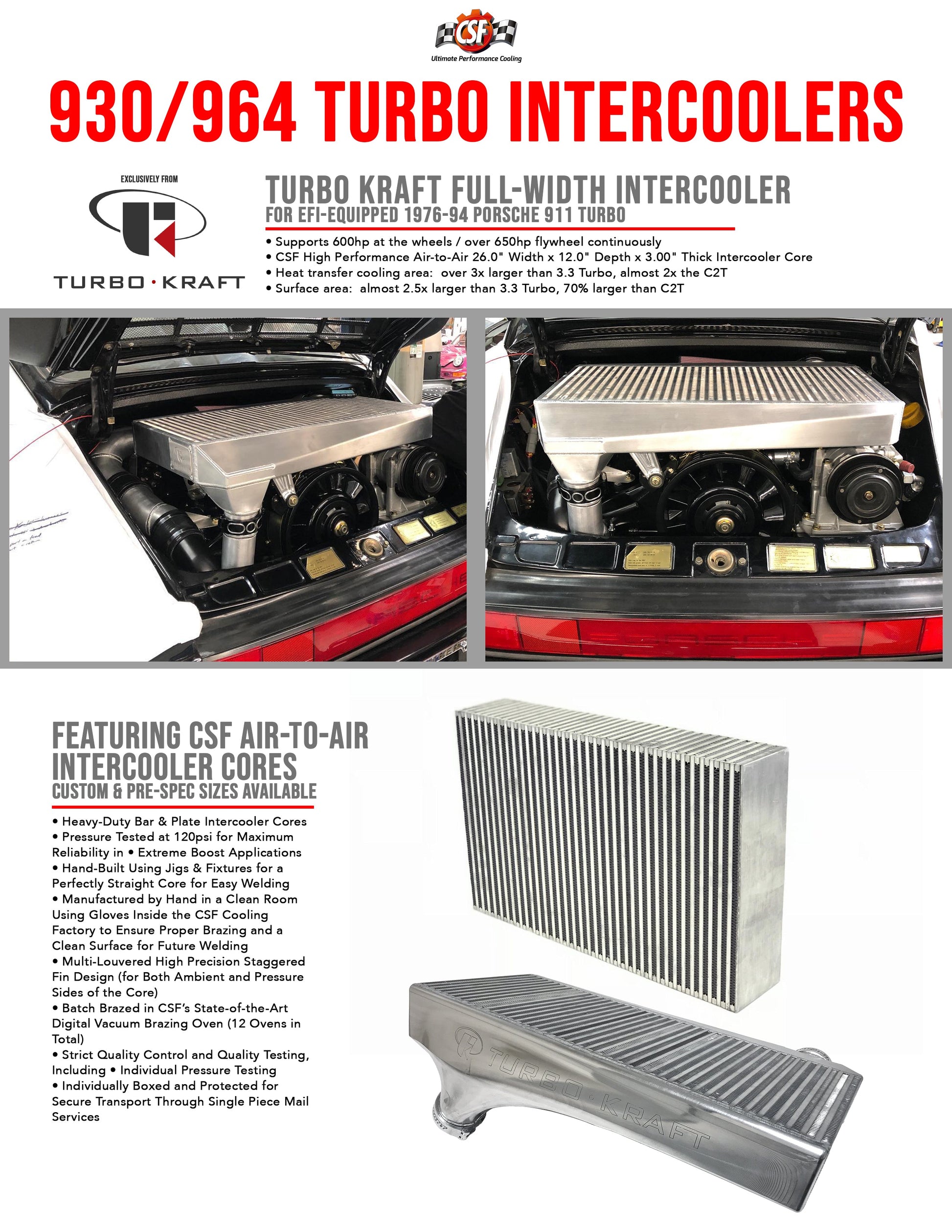 CSF #930 110 330 TK Turbo Kraft Porsche 911/930 Turbo EFI Full-Width Intercooler Package