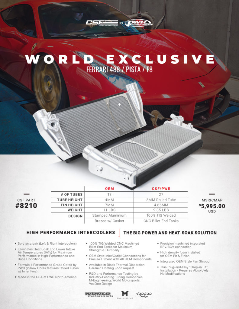 CSF by PWR Intercooler for the Ferrari 488 GTB Sales Flyer